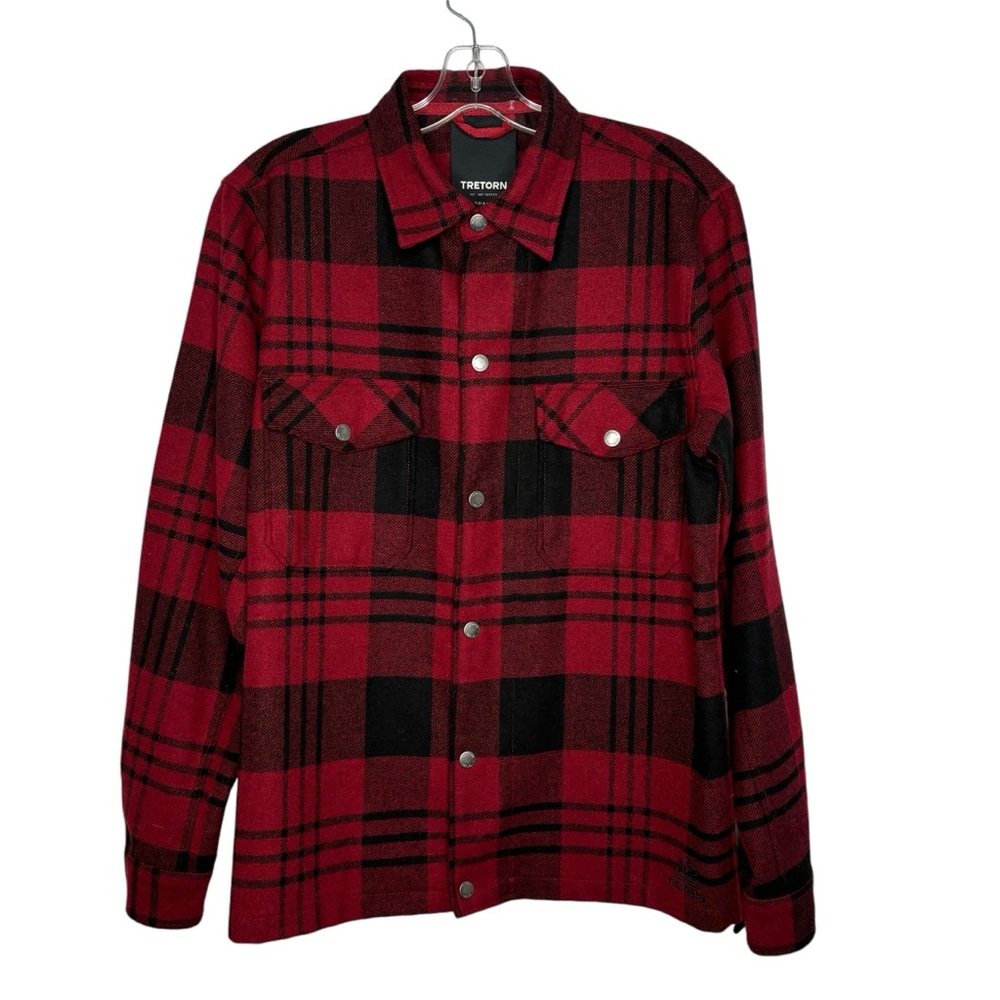 TRETORN Sarek Buffalo Plaid wool blend Heavy Shirt snap front men’s small